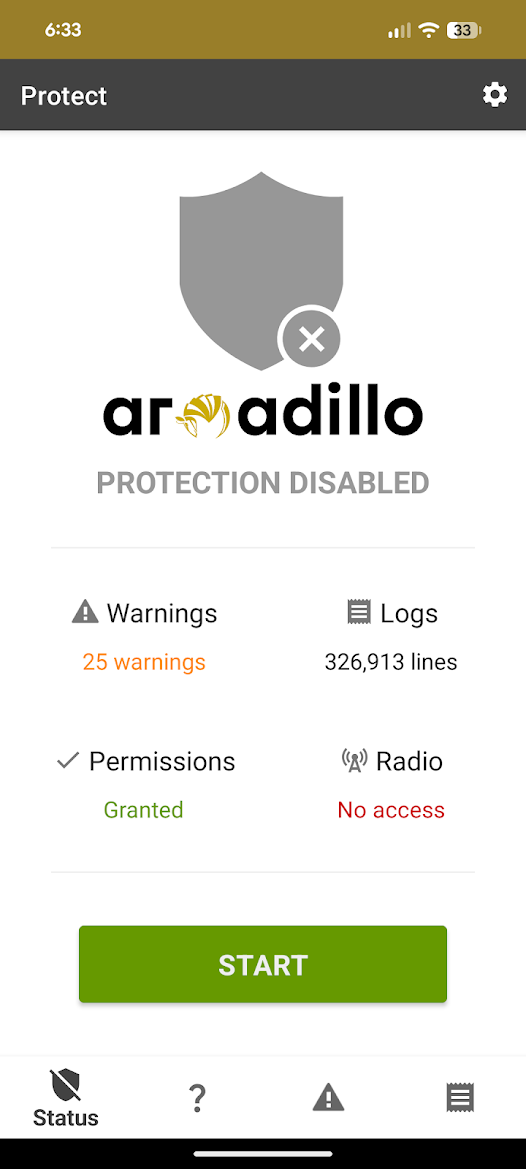 Armadillo Protect app screenshot 2